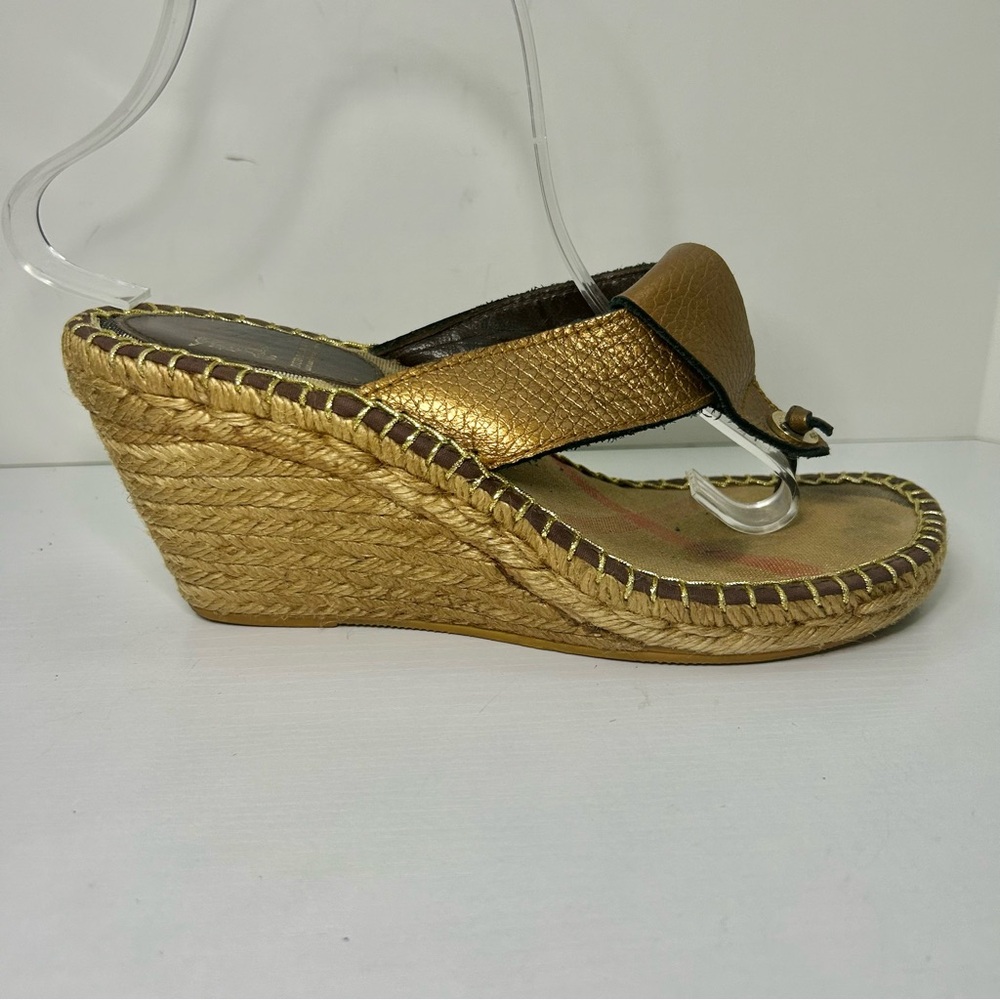 Burberry Espadrille Classic Nova Metallic Wedge Sandal EU 39 US 8.5 - Picture 13 of 16